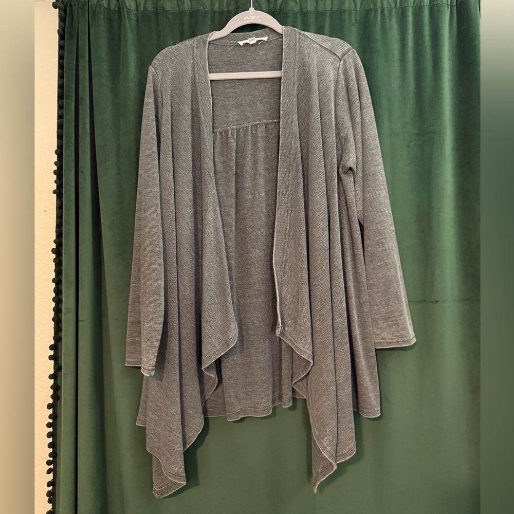 Jane + Delancey Womens Gray Open Front Waterfall Cardigan Size 1X